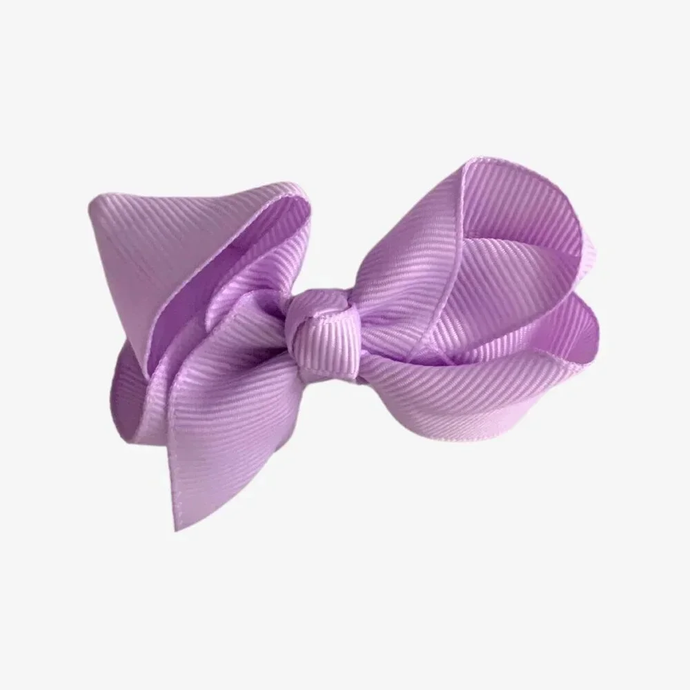 Set of 2 Pretty Girls Hair Bows Grosgrain Ribbon Clips Hair Accessories Purple